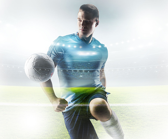 A man holding a football ball
